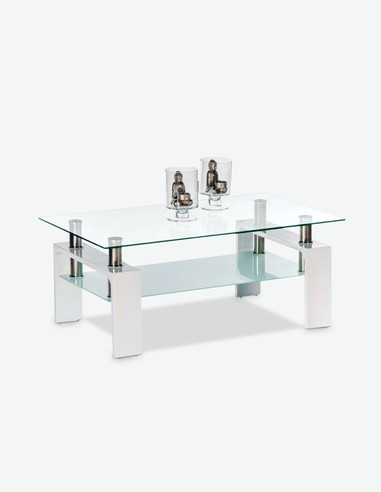 Culeo - Couchtisch aus Glas mit 1 Ablage, in 2 verschiedenen Farben verfügbar - weis Culeo - Couchtisch aus Glas mit 1 Ablage, in 2 verschiedenen Farben verfügbar - weis