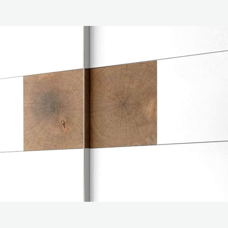 Cesena - Schwebetürenschrank mit 2 Türen aus Wildeiche weiß / Hirnholz Dekor