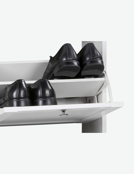 Lando - Schuhkipper aus Holzdekor in weißer Farbe, bietet 3 Klappen