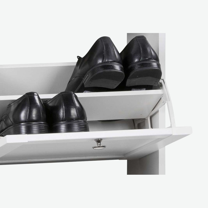 Lando - Schuhkipper aus Holzdekor in weißer Farbe, bietet 3 Klappen