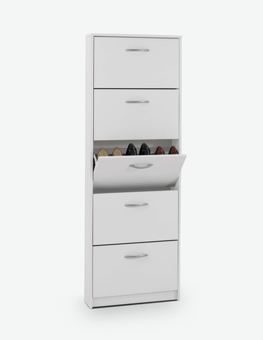 Steppi - Schuhschrank mit 5 Klappen aus Holzdekor, in 2 verschiedenen Farben verfügbar Steppi - Schuhschrank mit 5 Klappen aus Holzdekor, in 2 verschiedenen Farben verfügbar