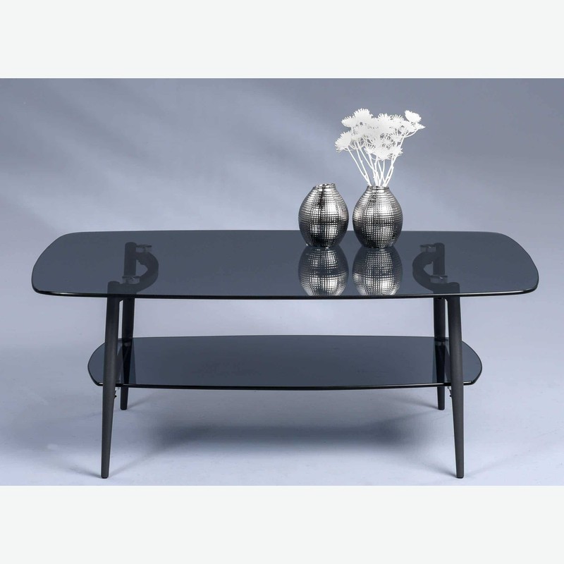 Larissa - Tavolino da soggiorno in metallo e vetro, moderno e robusto