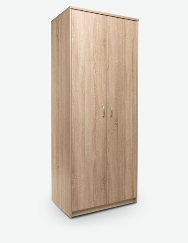 Keran - Kleiderschrank aus Holzdekor mit 2 Drehtüren, 1 Kleiderstange und 1 obere Ablage