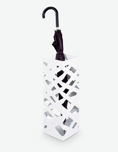 Pop 3 - Schirmständer mit Abtropfschale, aus Metall, weiß Pop 3 - Schirmständer mit Abtropfschale, aus Metall, weiß