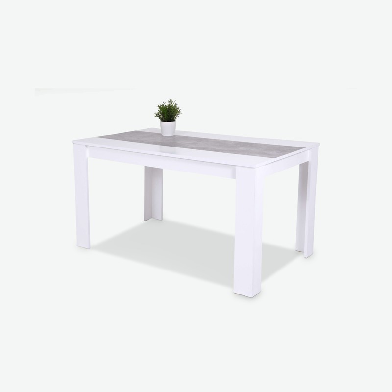 Lilia - Esstisch aus weißem Holzdekor, mit abgewinkelten Füßen