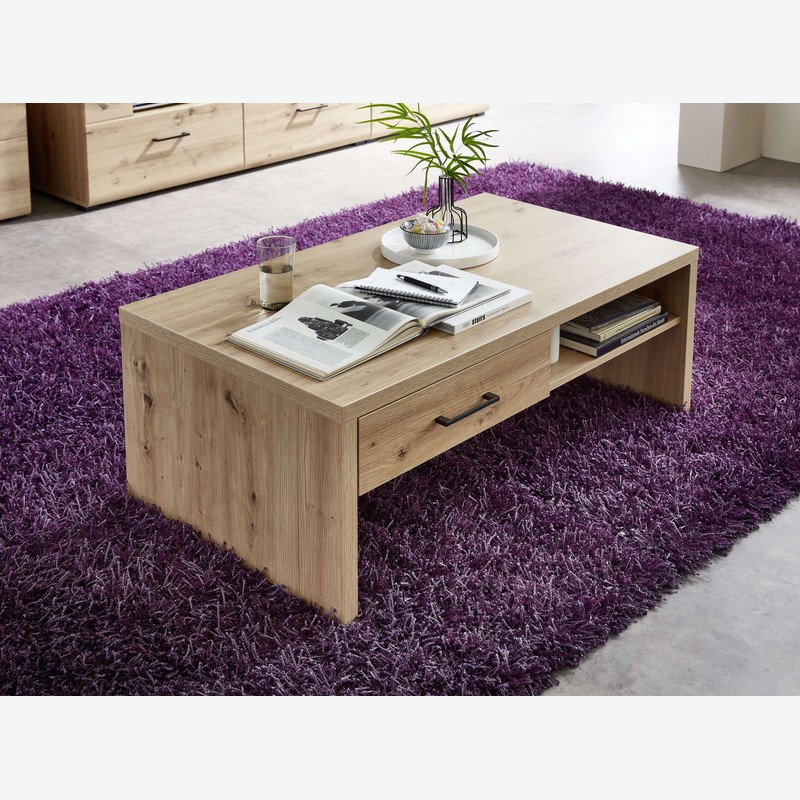 Karina - Tavolino da soggiorno in legno laminato di colore quercia artigianale