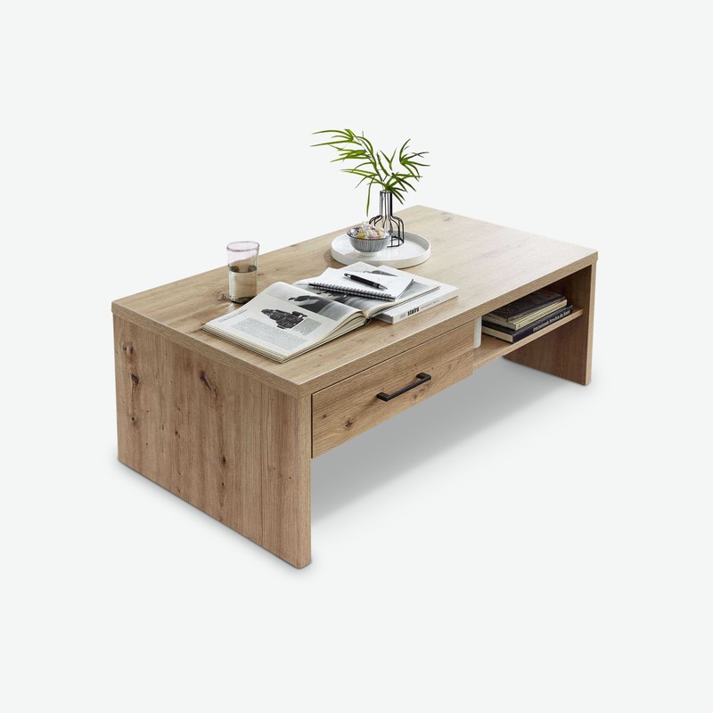 Karina - Tavolino da soggiorno in legno laminato di colore quercia artigianale