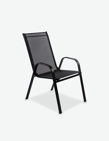 Piola - Sedia impilabile con poggiabraccia, in metallo nera. Ideale per l'esterno ed é resistente alle intemperie Piola - Sedia impilabile con poggiabraccia, in metallo nera. Ideale per l'esterno ed é resistente alle intemperie