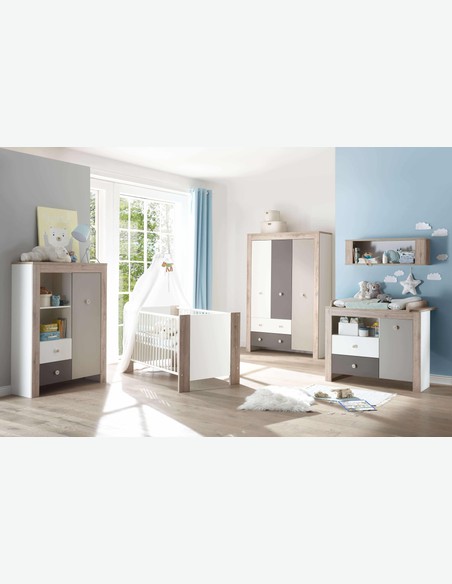 Katia - Babyzimmer-Schrank aus Holzdekor