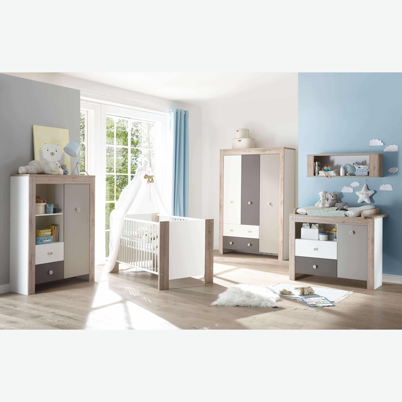 Katia - Babyzimmer-Schrank aus Holzdekor