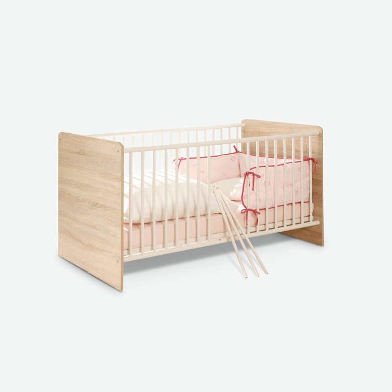 Werni - Culla per neonati in legno laminato con rete a doghe regolabile compresa