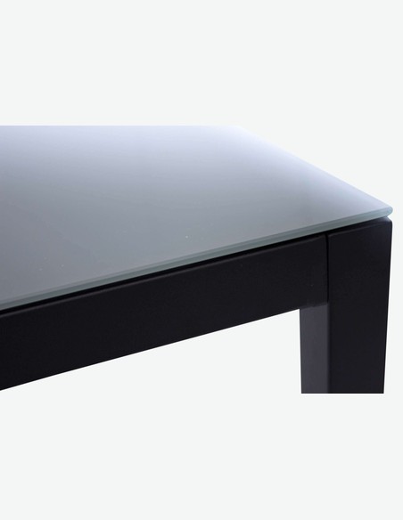 Sedico - Tisch aus schwarzem Metall mit grauer Glasplatte