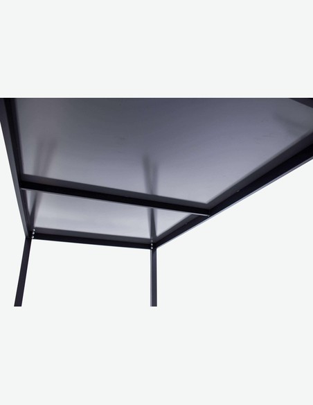 Sedico - Tavolo in metallo nero con superficie in vetro grigia
