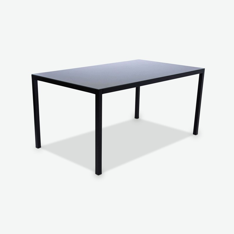 Sedico - Tisch aus schwarzem Metall mit grauer Glasplatte