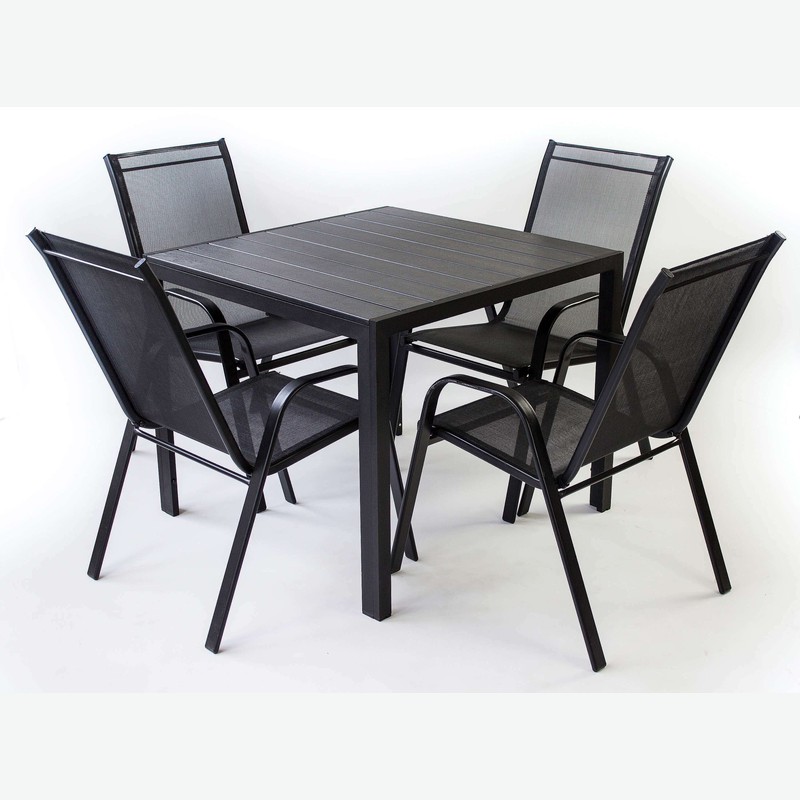 Piola - Stapelbarer Stuhl, aus schwarzem Metall. Ideal für den Außenbereich, witterungsbeständig und sehr robust
