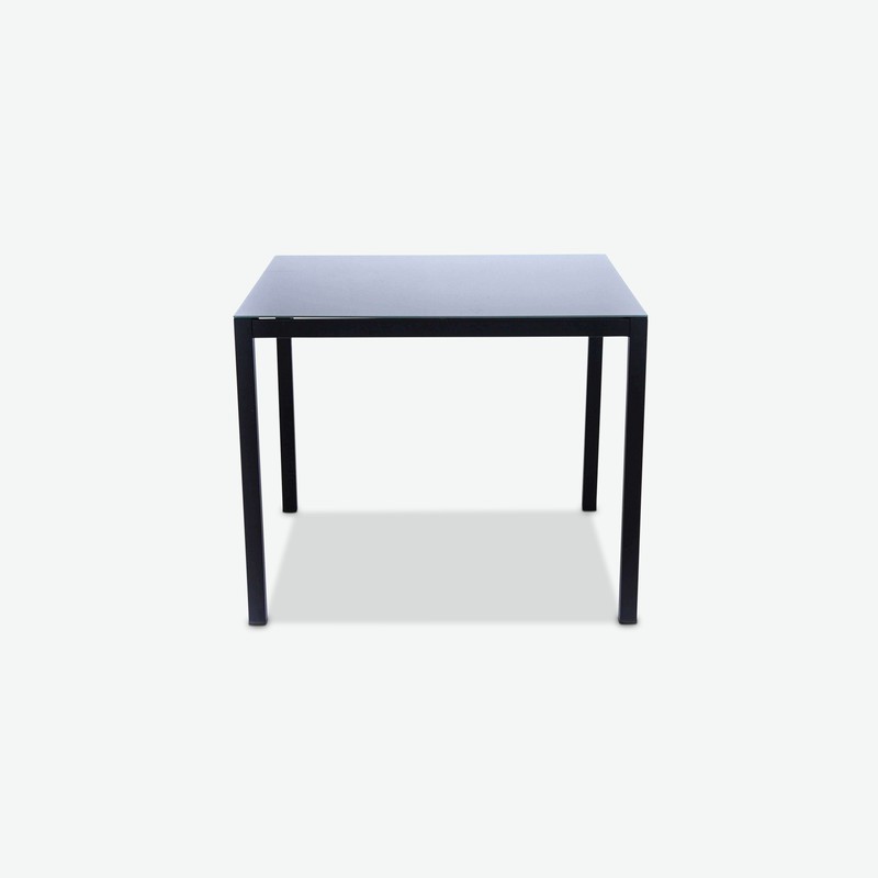 Zeno small - Set da giardino in metallo e vetro composto da un tavolo e quattro sedie impilabili