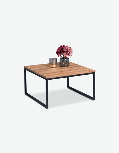 Jagor - Tavolino da soggiorno, telaio in metallo e piano del tavolo in legno laminato