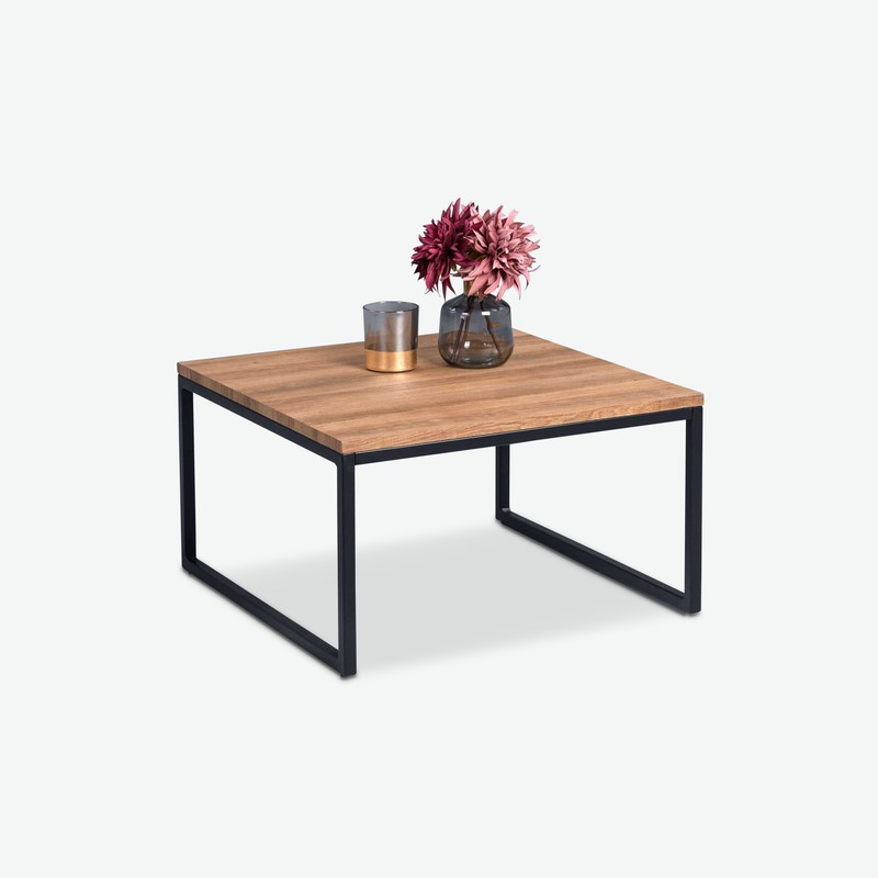 Jagor - Tavolino da soggiorno, telaio in metallo e piano del tavolo in legno laminato