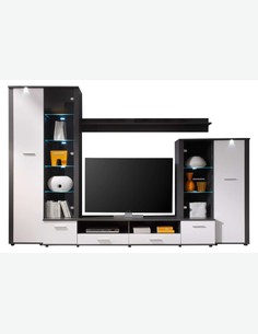 Dimensioni: LAP 270x206x41 cm AVANTI TRENDSTORE Albenga graphite / bianco opaco Comprende 1 mobile TV e 4 pensili da muro Parete da soggiorno in legno truciolato Dimensioni: LAP 270x206x41 cm AVANTI TRENDSTORE Albenga graphite / bianco opaco Comprende 1 mobile TV e 4 pensili da muro Parete da soggiorno in legno truciolato