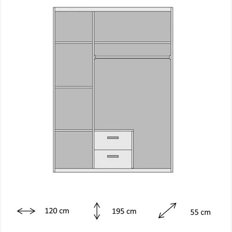 Disponibile in diversi colorazioi Armadio ad ante battente con 3 ante e 3 cassetti Dimensioni LAP 145x200x60 cm. bianco AVANTI TRENDSTORE Felippo