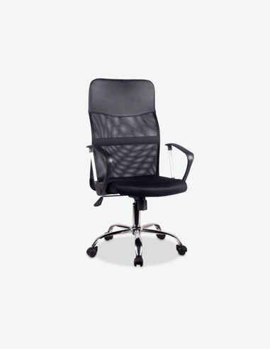Cibiana - Sedia girevole e regolabile in altezza. Materiale in similpelle e mesh di colore nero con seduta e schienale rivestito Cibiana - Sedia girevole e regolabile in altezza. Materiale in similpelle e mesh di colore nero con seduta e schienale rivestito