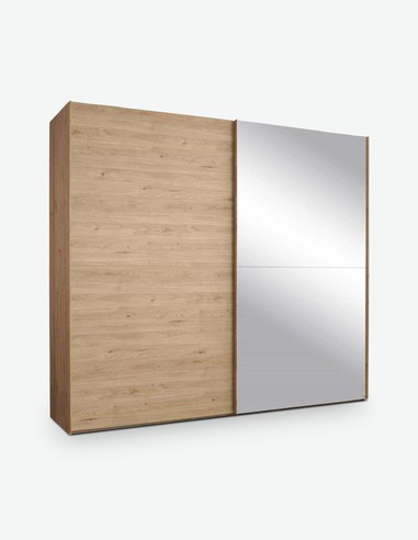 Rionna - Kleiderschrank mit 2 Schwebetüren, aus Holzdekor in der Farbe Jackson Hickory Rionna - Kleiderschrank mit 2 Schwebetüren, aus Holzdekor in der Farbe Jackson Hickory