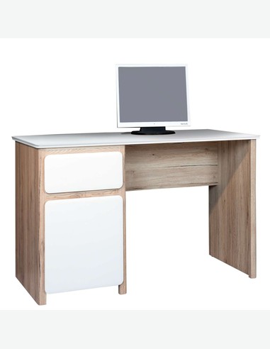 com/ó 130x62x40 cm Malmo AVANTI TRENDSTORE Scrivania ad Angolo in Legno Laminato con com/ó Integrato Dimensioni Lap scrivania 140x76x65 cm Colore Quercia Sonoma//Bianco