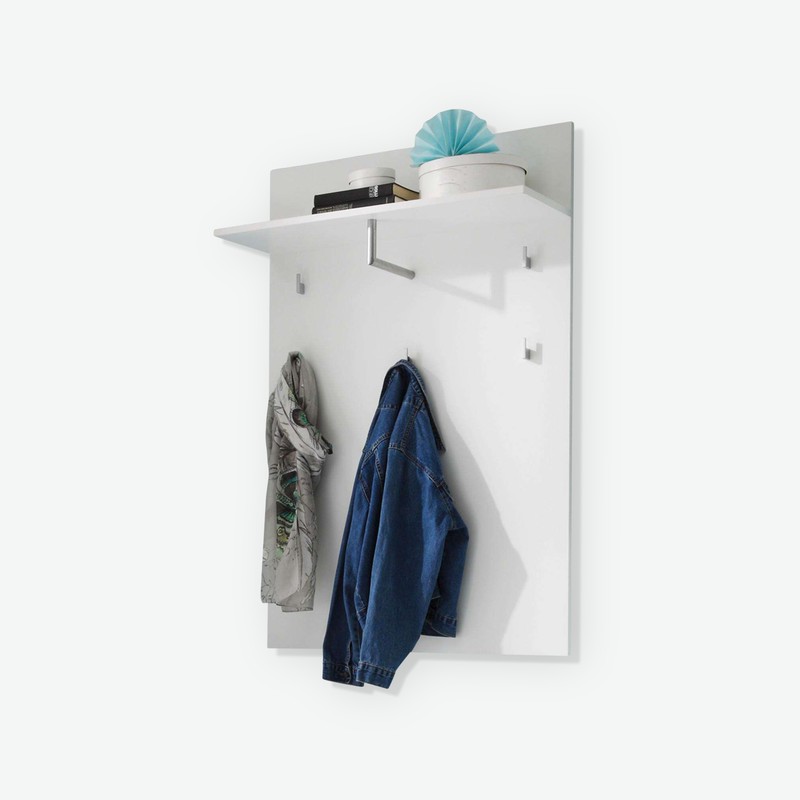 Spilla - Garderobenpaneel, 5 Haken, 1 Ablageboden mit Kleiderstange