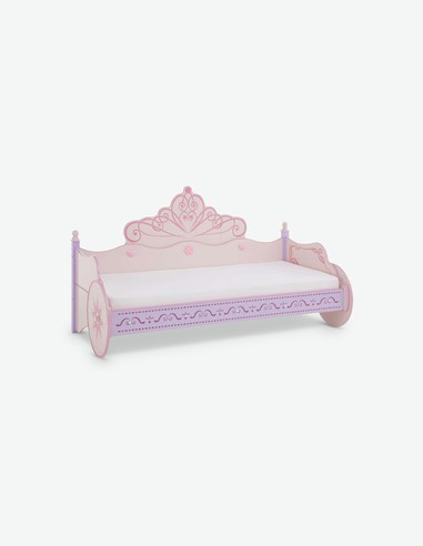 Principessa - Fusto letto in legno laminato di colore rosa, una carrozza letto molto confortevole per vere principesse
