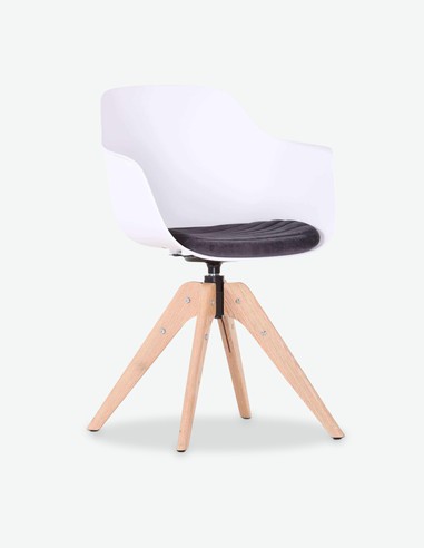 Filu - Sedia in plastica sintetica con piedi in legno e cuscino di seduta compres Filu - Sedia in plastica sintetica con piedi in legno e cuscino di seduta compres