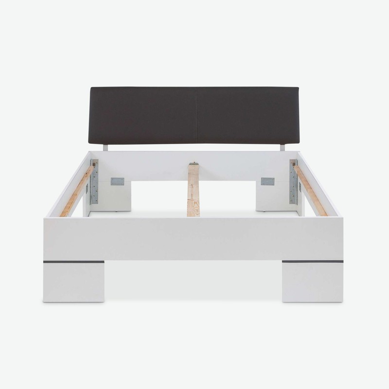 Lina - Futon Bett (Einzelbett) aus Holzdekor in weiß / anthrazit