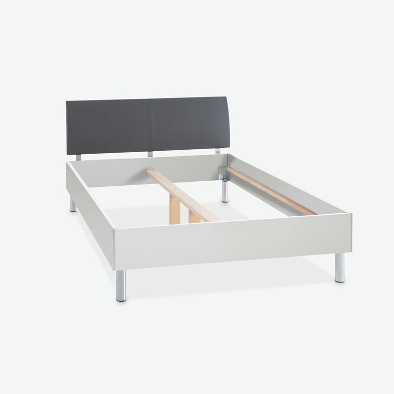 Emily - Fusto letto in legno laminato con materasso, topper e rete a doghe comprese. Disponibile in 2 colorazioni diverse
