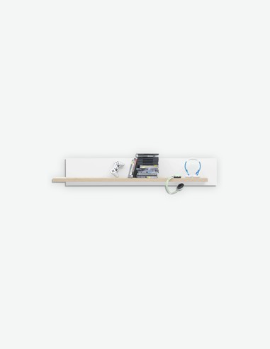 Marino - Mensola da muro in legno laminato di colore bianco opaco / rovere Marino - Mensola da muro in legno laminato di colore bianco opaco / rovere