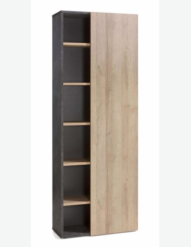 Caruso - Scaffale con 1 anta a battente e 5 ripiani, in legno laminato di colore Tadao / quercia Caruso - Scaffale con 1 anta a battente e 5 ripiani, in legno laminato di colore Tadao / quercia