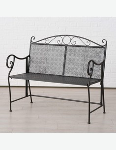 AVANTI TRENDSTORE Design Classico Panca da Giardino con Schienale e braccioli Black Dimensioni Lap: 105x93x50 cm in Ferro Marrone Scuro Antico