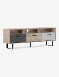 Parte della Serie di mobili Sambo Dimensioni Lap 200x50x48 cm Avanti Trendstore Mobile TV in Legno Laminato di Colore Quercia Ribbeck//Bianco Opaco Sambo