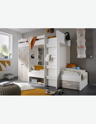 Hochbett weià und sandeiche dekor