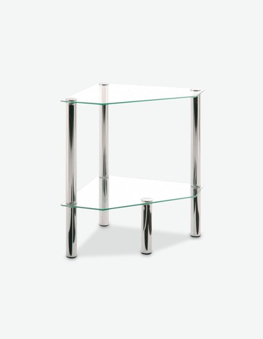 Emden - Tavolino da soggiorno in vetro, gambe in accaio, disponibile in diverse forme